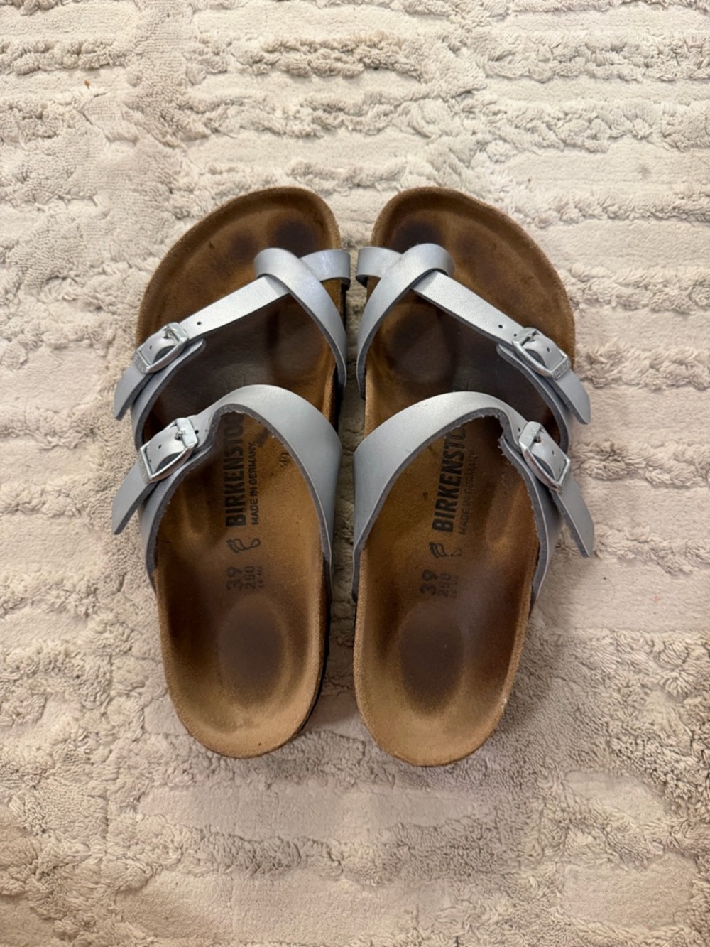 Birkenstock Silver Cross-Strap Mayari Sandals